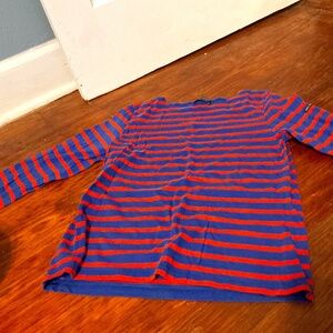 Saint James small blue and red striped long sleeve shirt